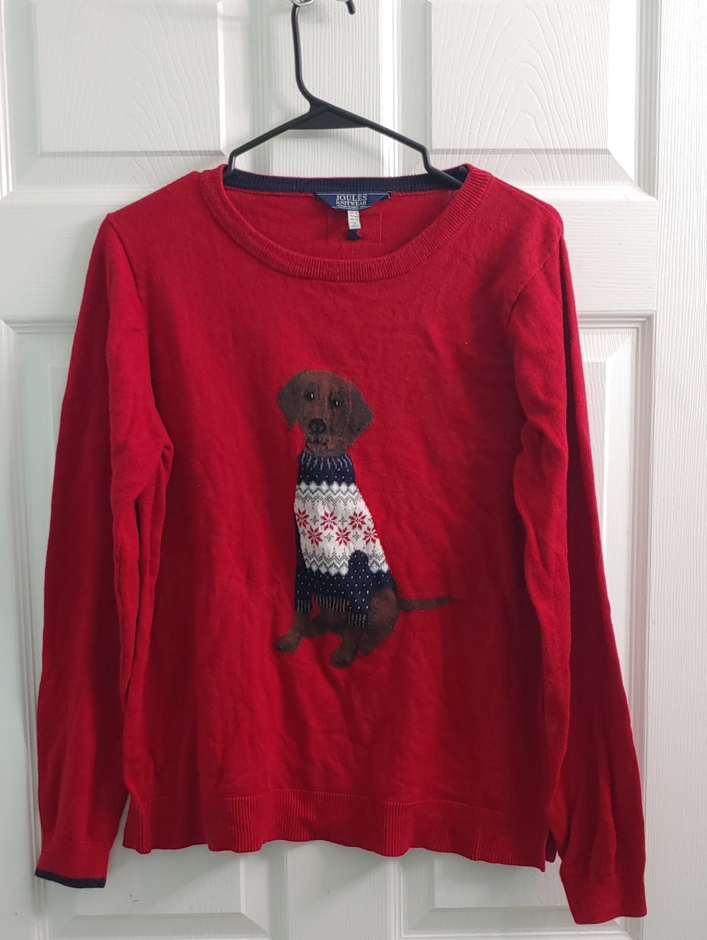 Joules Knitwear Dog Sweater Red Labrador Jumper Women's Size 12